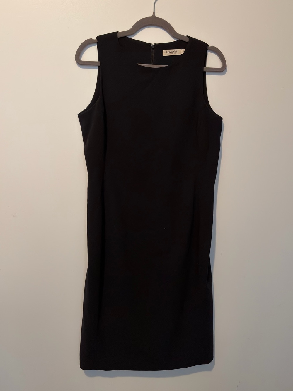 Calvin Klein Collection 100% Wool Elegant Black Sleeveless Dress w Silk Lining